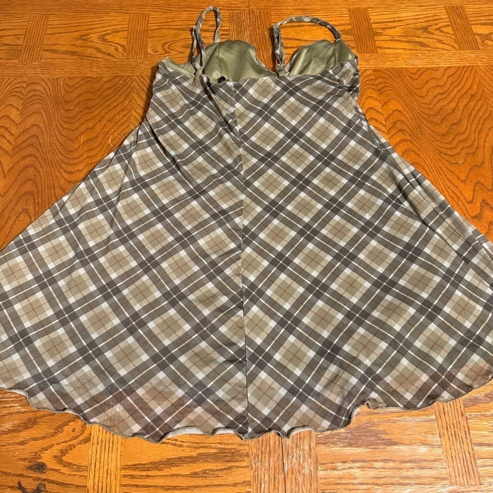 Hot Topic Social Collision Green Plaid Mesh Mini Dress Sz S Y2K Retro Inspired - Picture 10 of 16